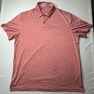 IZOD Golf Heathered Red Short‎ Sleeve Performance Polo Shirt Mens L Stretch